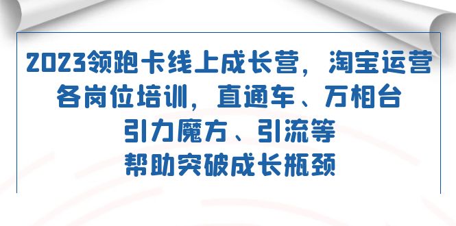 2023领跑·卡 线上成长营 淘宝运营各岗位培训 直通车 万相台 引力魔方 引流-玖儿的学习笔记