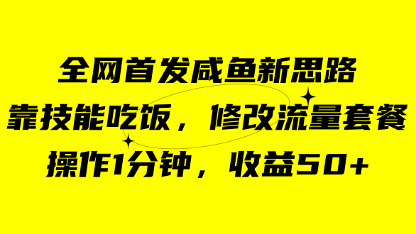 咸鱼冷门新玩法，靠“技能吃饭”，修改流量套餐，操作1分钟，收益50-玖儿的学习笔记