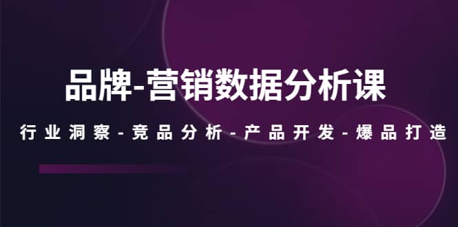 品牌-营销数据分析课，行业洞察-竞品分析-产品开发-爆品打造-玖儿的学习笔记