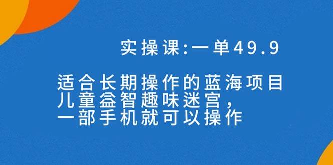 一单49.9长期蓝海项目，儿童益智趣味迷宫，一部-玖儿的学习笔记