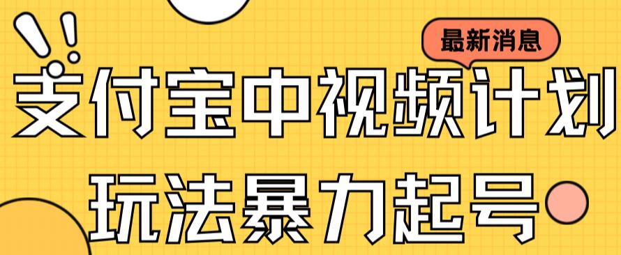 支付宝中视频玩法暴力起号影视起号有播放即可获得收益（带素材）-玖儿的学习笔记