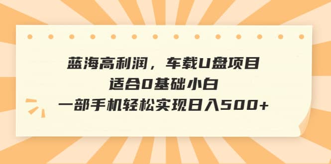 蓝海高利润，车载U盘项目，适合0基础小白，一部手机轻松实现日入500-玖儿的学习笔记