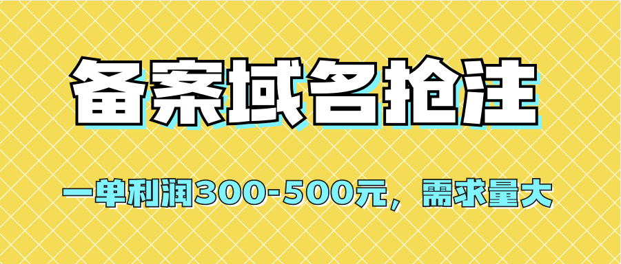【全网首发】备案域名抢注，一单利润300-500元，需求量大-玖儿的学习笔记