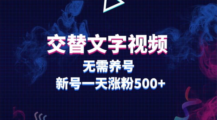 交替文字视频,无需养号,新号一天涨粉500-玖儿的学习笔记