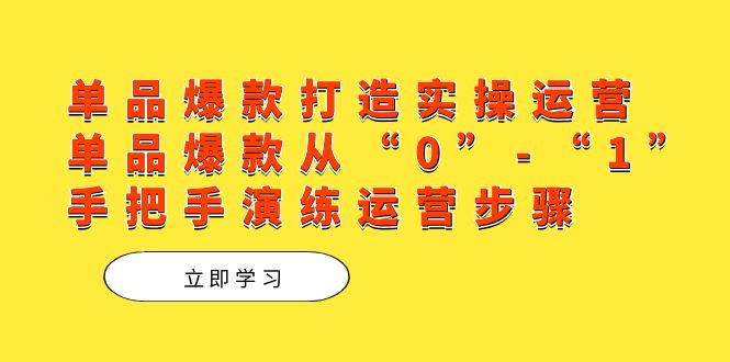 单品爆款打造实操运营，单品爆款从“0”-“1”手把手演练运营步骤-玖儿的学习笔记