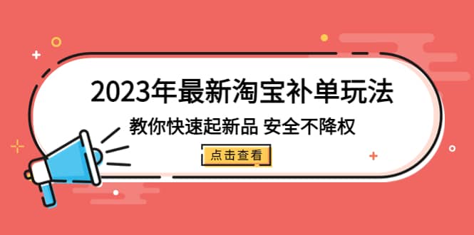 2023年最新淘宝补单玩法，教你快速起·新品，安全·不降权（18课时）-玖儿的学习笔记