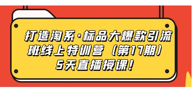 打造淘系·标品大爆款引流班线上特训营5天直播授课！-玖儿的学习笔记