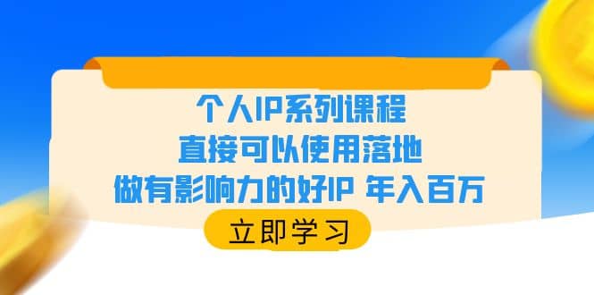 个人IP系列课程，直接可以使用落地，做有影响力的好IP 年入百万-玖儿的学习笔记