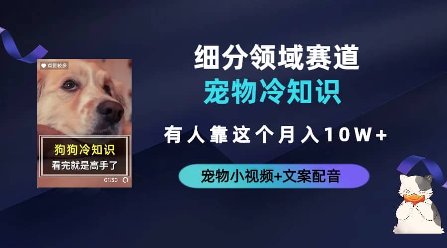 不起眼的抖音细分赛道-宠物冷知识，一段宠物视频配文案，有人靠这个月入10w-玖儿的学习笔记