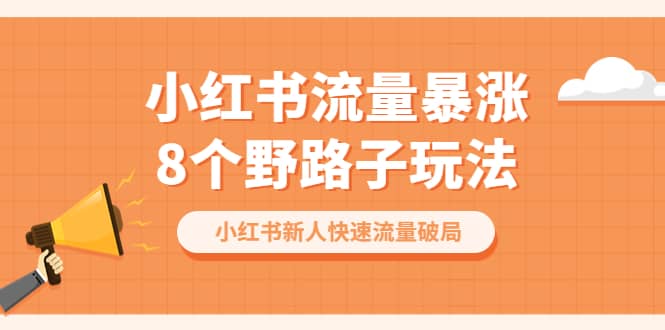 小红书流量-暴涨8个野路子玩法：小红书新人快速流量破局（8节课）-玖儿的学习笔记