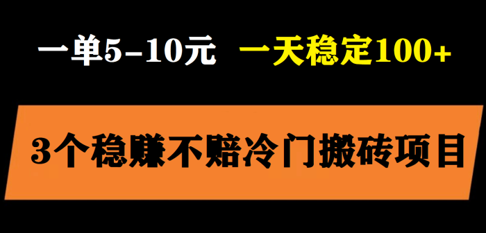 3个最新稳定的冷门搬砖项目,小白无脑照抄当日变现日入过百-玖儿的学习笔记
