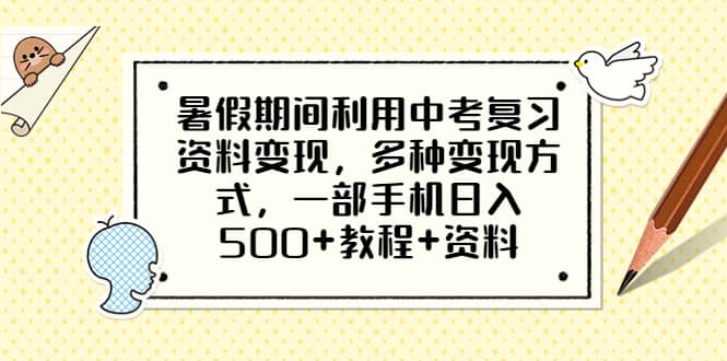 暑假期间利用中考复习资料变现，多种变现方式，一部手机日入500 教程 资料-玖儿的学习笔记