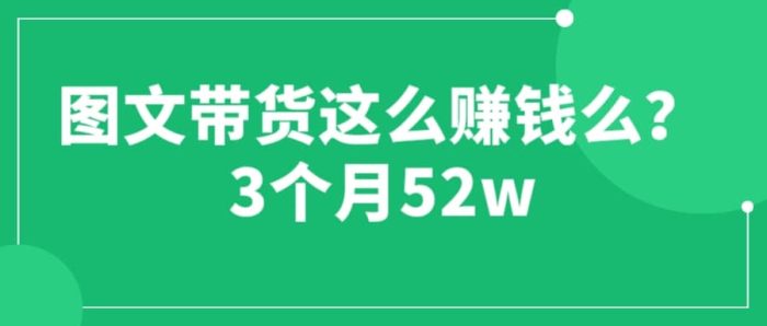 图文带货这么赚钱么? 3个月52W 图文带货运营加强课-玖儿的学习笔记