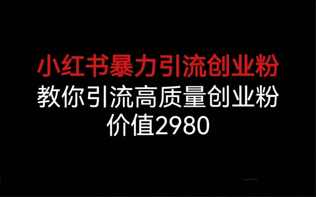 小红书暴力引流创业粉，教你引流高质量创业粉，价值2980-玖儿的学习笔记