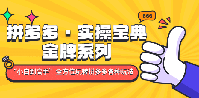 拼多多·实操宝典：金牌系列“小白到高手”带你全方位玩转拼多多各种玩法-玖儿的学习笔记
