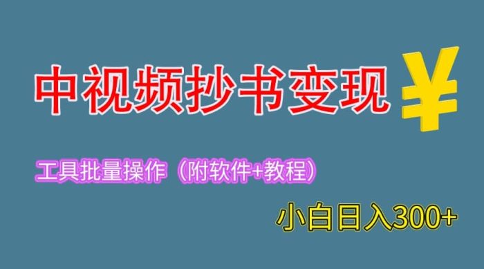 2023中视频抄书变现(附工具 教程),一天300 ,特别适合新手操作的副业-玖儿的学习笔记