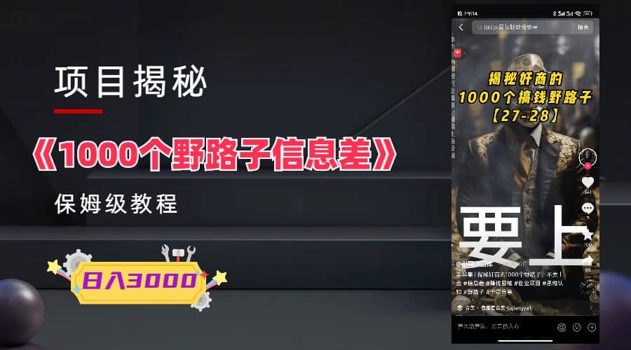 1000个野路子信息差保姆式教程-单日变现3000 的玩法解密-玖儿的学习笔记