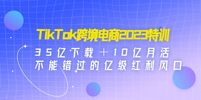 TikTok跨境电商2023特训：35亿下载＋10亿月活，不能错过的亿级红利风口-玖儿的学习笔记