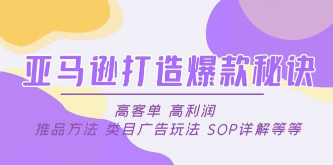 亚马逊打造爆款秘诀：高客单 高利润 推品方法 类目广告玩法 SOP详解等等-玖儿的学习笔记