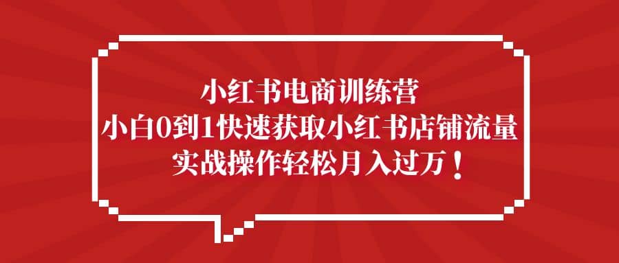 小红书电商训练营，小白0到1快速获取小红书店铺流量-玖儿的学习笔记