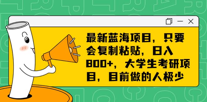 最新蓝海项目，只要会复制粘贴，日入800 ，大学生考研项目，目前做的人极少-玖儿的学习笔记