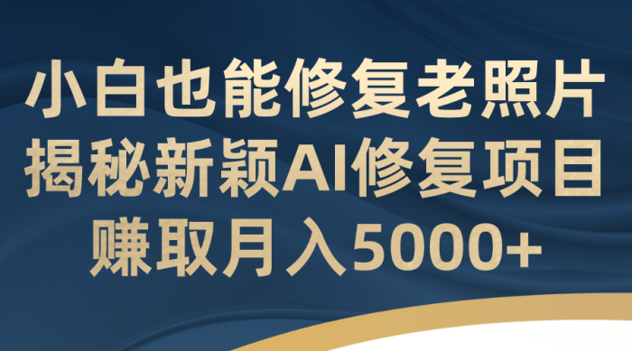 小白也能修复老照片!揭秘新颖AI修复项目,赚取月入5000-玖儿的学习笔记