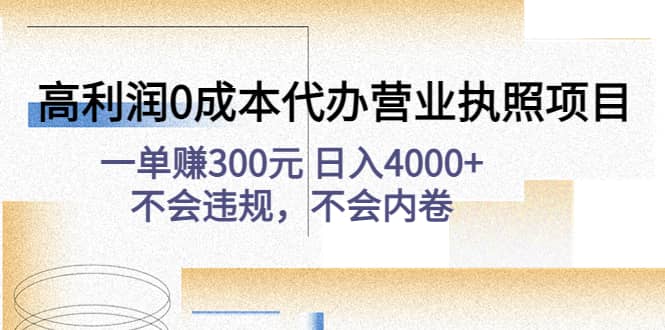 高利润0成本代办营业执照项目：不会违规，不会内卷-玖儿的学习笔记