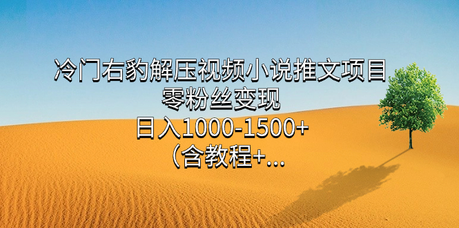 冷门右豹解压视频小说推文项目，零粉丝变现，日入1000-1500 （含教程）-玖儿的学习笔记