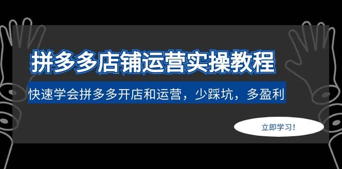 拼多多店铺运营实操教程：快速学会拼多多开店和运营，少踩坑，多盈利-玖儿的学习笔记