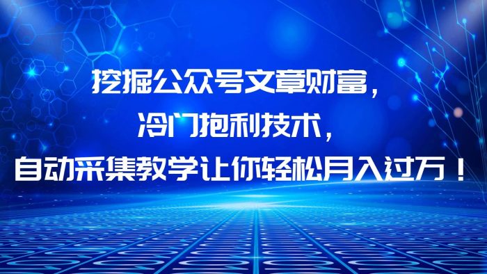 挖掘公众号文章财富,冷门抱利技术,让你轻松月入过万-玖儿的学习笔记