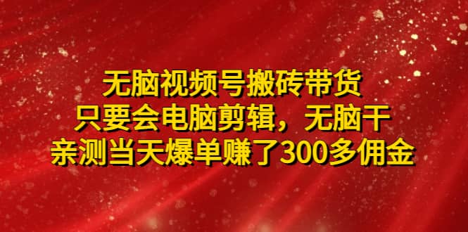 无脑视频号搬砖带货，只要会电脑剪辑，无脑干-玖儿的学习笔记