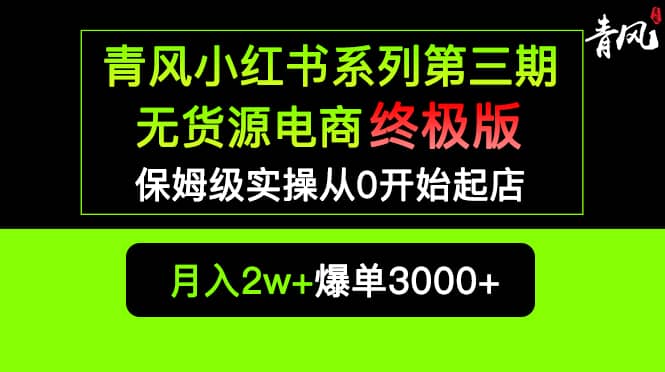 小红书无货源电商爆单终极版【视频教程 实战手册】保姆级实操从0起店爆单-玖儿的学习笔记
