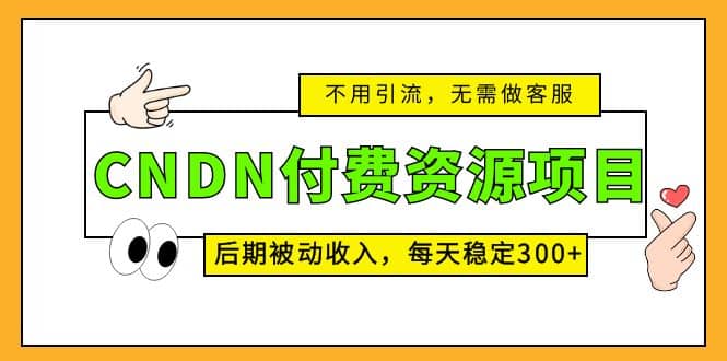 CNDN付费资源项目，不用引流，无需做客服，后期被动收入-玖儿的学习笔记