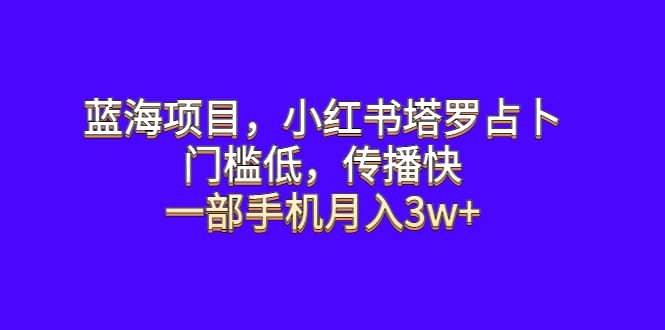 蓝海项目，小红书塔罗占卜，门槛低，传播快，一部手机月入3w-玖儿的学习笔记