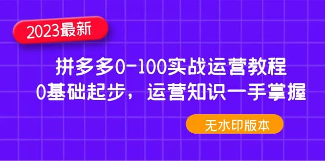 2023拼多多0-100实战运营教程，0基础起步，运营知识一手掌握（无水印）-玖儿的学习笔记