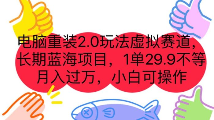 电脑重装2.0玩法虚拟赛道，长期蓝海项目 一单29.9不等 月入过万 小白可操作-玖儿的学习笔记