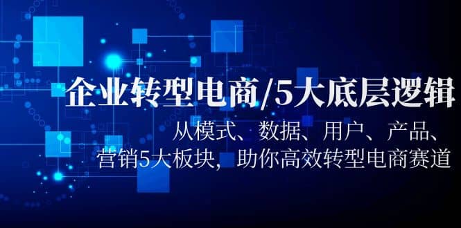企业转型电商/5大底层逻辑，从模式 数据 用户 产品 营销5大板块，高效转型-玖儿的学习笔记