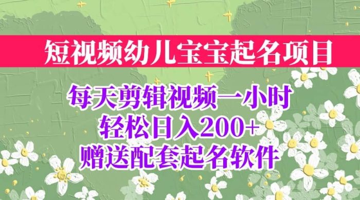 短视频幼儿宝宝起名项目,全程投屏实操,赠送配套软件-玖儿的学习笔记