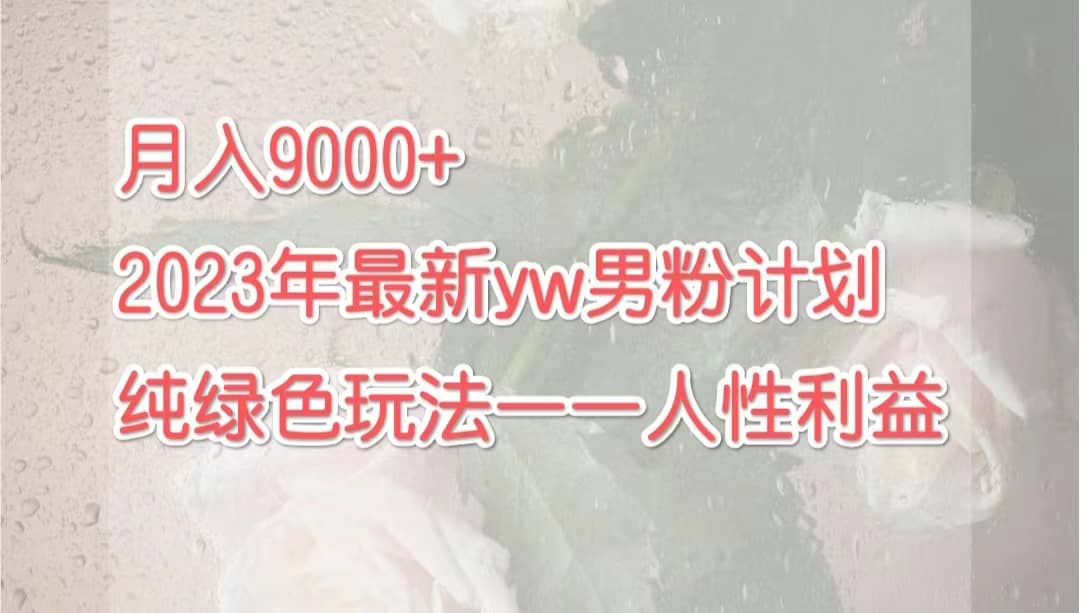 月入9000 2023年9月最新yw男粉计划绿色玩法——人性之利益-玖儿的学习笔记