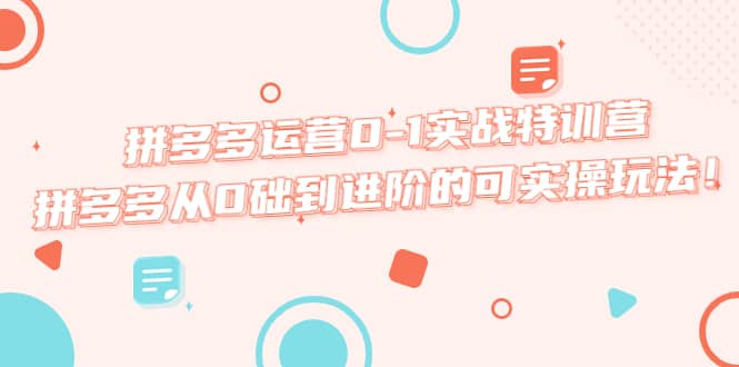 拼多多运营0-1实战特训营，拼多多从0础到进阶的可实操玩法-玖儿的学习笔记