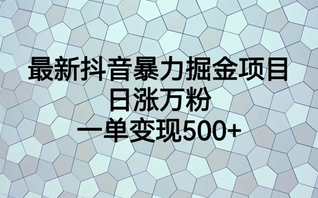 最火热的抖音暴力掘金项目，日涨万粉，多种变现方式，一单变现可达500-玖儿的学习笔记