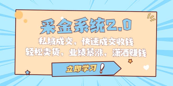 采金 系统2.0，私域成交，快速成交收钱，轻松卖货，业绩暴涨，潇洒赚钱-玖儿的学习笔记