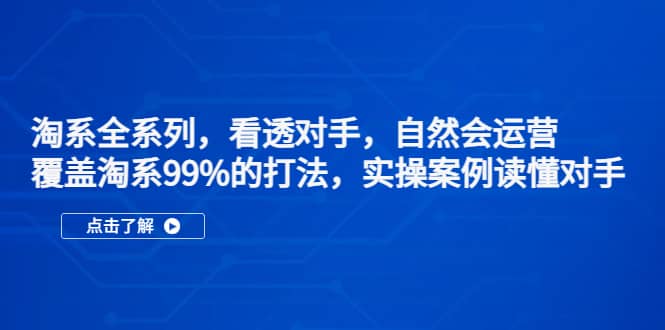 淘系全系列，看透对手，自然会运营，覆盖淘系99%·打法，实操案例读懂对手-玖儿的学习笔记