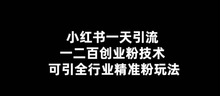 【引流必备】小红书一天引流一二百创业粉技术，可引全行业精准粉玩法-玖儿的学习笔记