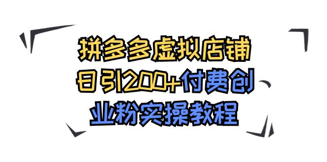 拼多多虚拟店铺日引200 付费创业粉实操教程-玖儿的学习笔记