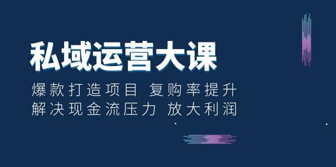 私域运营大课：爆款打造项目 复购率提升 解决现金流压力 放大利润-玖儿的学习笔记