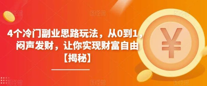 4个冷门副业思路玩法，从0到1，闷声发财，让你实现财富自由【揭秘】-玖儿的学习笔记