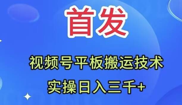 全网首发！视频号平板搬运技术！实操日入三千＋，快来get干货！-玖儿的学习笔记