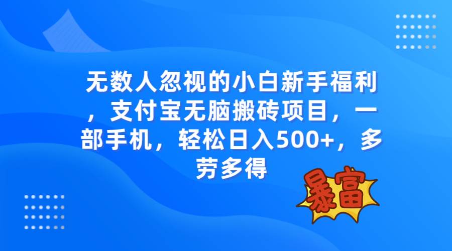 支付宝无脑搬砖项目，一部手机轻松日入500，无数人忽视的赚钱机会！-玖儿的学习笔记