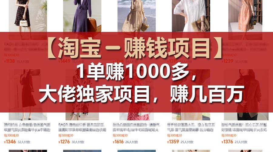 【淘宝赚钱项目】1单可赚1000多，大佬独家项目，年赚几百万-玖儿的学习笔记